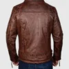 Men Quilted Distressed Brown Leather Jacket