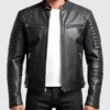 Mens Quilted Black Leather Jacket