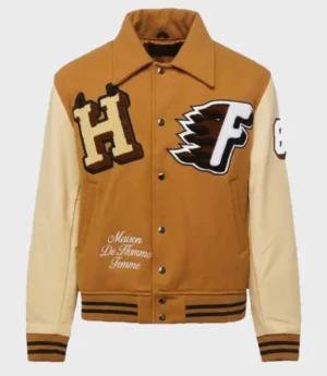 Homme Femme World Champs Letterman Jacket Brown