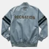 Mens Roc Nation Gray Super Bowl LIX Full Snap Satin Jacket