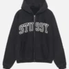 Stussy Outline Zip Up Hoodie Black