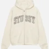 Stussy Outline Zip Up Hoodie Cream