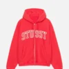 Stussy Outline Zip Up Hoodie Red