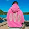 Sunset Surf Vintage Bubblegum Pink Hoodie