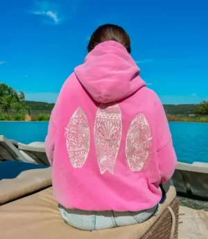 Sunset Surf Vintage Bubblegum Pink Hoodie