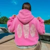 Women’s Sunset Surf Vintage Bubblegum Pink Hoodie