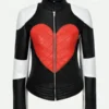 Kylie Minogue Valentine Day Red Heart Embossed Leather Biker Jacket